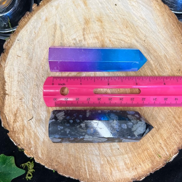 4x Blue Crystal Towers Caribbean Calcite, Labradorite, Que Sera & Aura Quartz - Picture 3 of 6